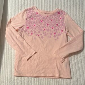Cat & Jack Light Pink Long Sleeve Shirt with Heart Design valentine’s size 6